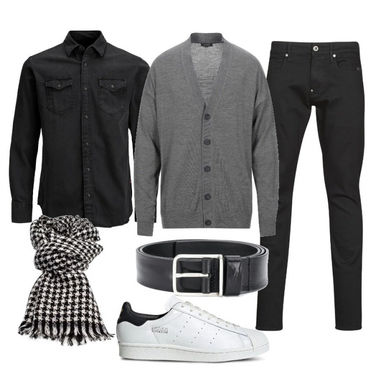 Outfit uomo - Mi vesto a San Valentino. Stile Trendy per Serata speciale. Abbinamento con jeans skinny, camicie, sciarpe, sneakers, cinture, cardigans.