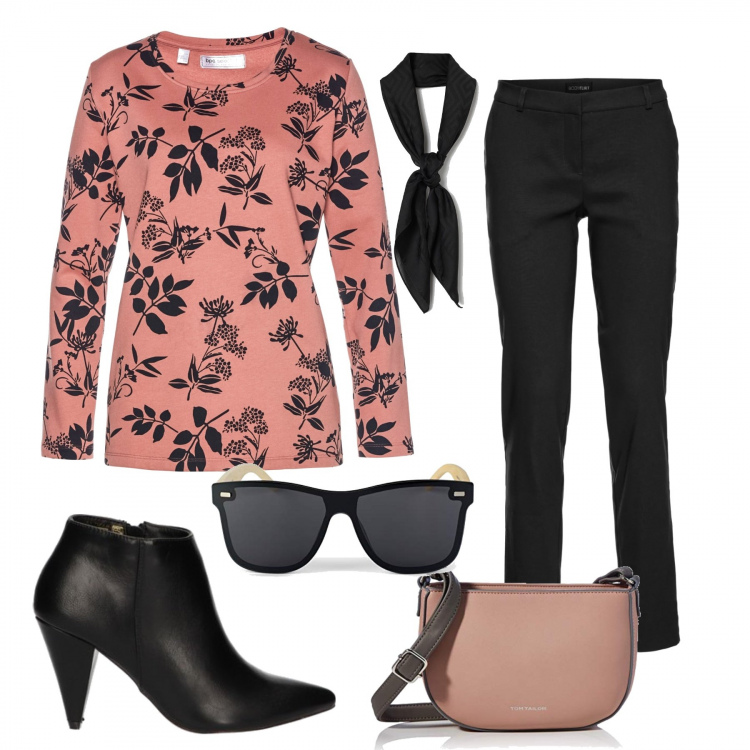 Outfit donna - Focus Donna Curvy & Plus Size. Stile Trendy per Tutti i giorni. Abbinamento con pantaloni, felpe, stivaletti, borse a spalla, foulard, occhiali da sole.