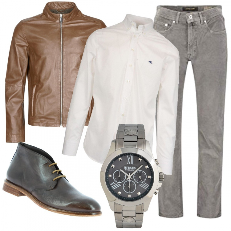 Outfit uomo - Un po’ dandy un po’ biker. Stile Urban per Serata speciale. Abbinamento con stivali e stivaletti, giacche, orologi, pantaloni, camicie.