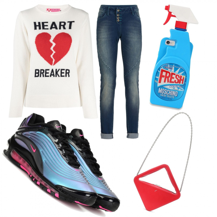 Outfit donna - Ogni look basic ha il suo stile!. Stile Basic per Tutti i giorni. Abbinamento con jeans boyfriend, maglioni, cover telefono, sneakers, borse a tracolla.