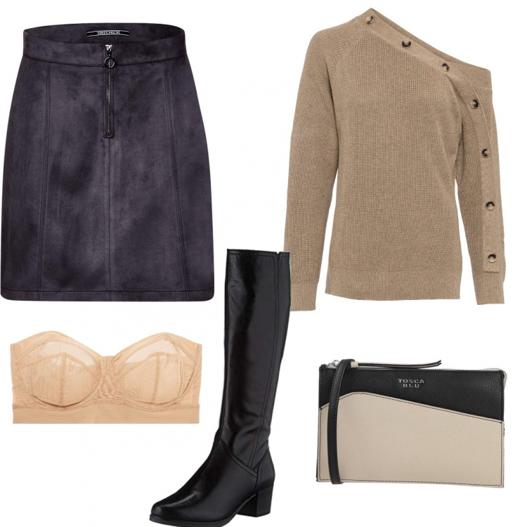 Outfit donna - Basic #5231. Stile Basic per Tutti i giorni. Abbinamento con décolleté, borse a mano, reggiseni, gonne, stivali.