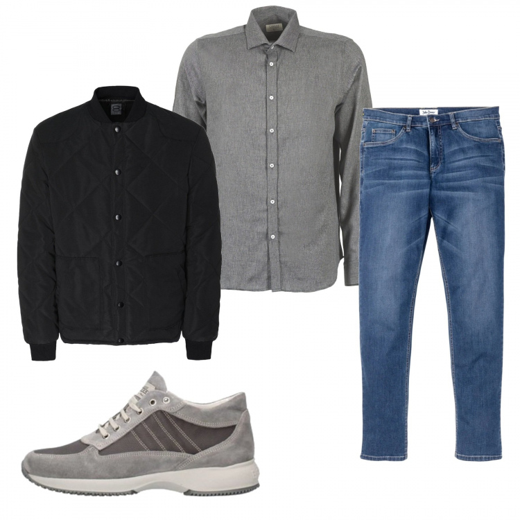 Outfit uomo - Urban #1464. Stile Urban per Tutti i giorni. Abbinamento con jeans, cappotti, camicie, sneakers.