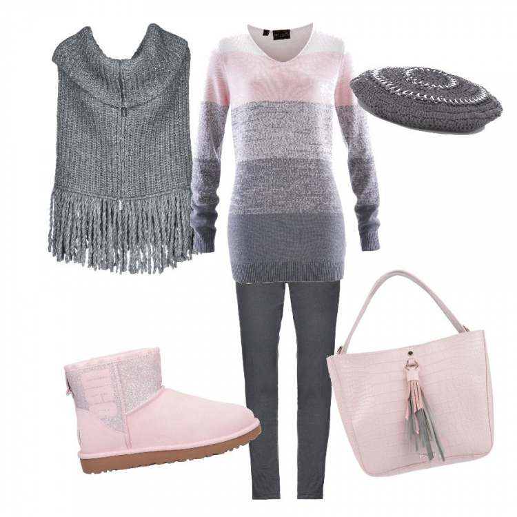 Outfit donna - My friend wool OLDRISA. Stile Trendy per Tutti i giorni. Abbinamento con maglieria, stivaletti, borse a mano, cappe, pantaloni, cappelli.