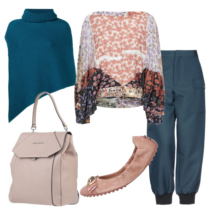 Outfit donna - Oggi a scuola. Stile Urban per Scuola/Università. Abbinamento con ballerine, zaini, bluse, pantaloni cargo, cappotti.