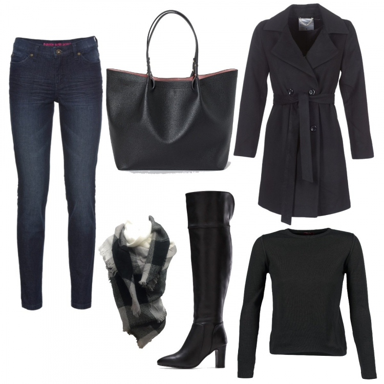 Outfit donna - Classici d\'inverno ad un prezzo mini. Stile Basic per Tutti i giorni. Abbinamento con jeans skinny, stivali, cappotti, sciarpe, maglioni, shopping bag.
