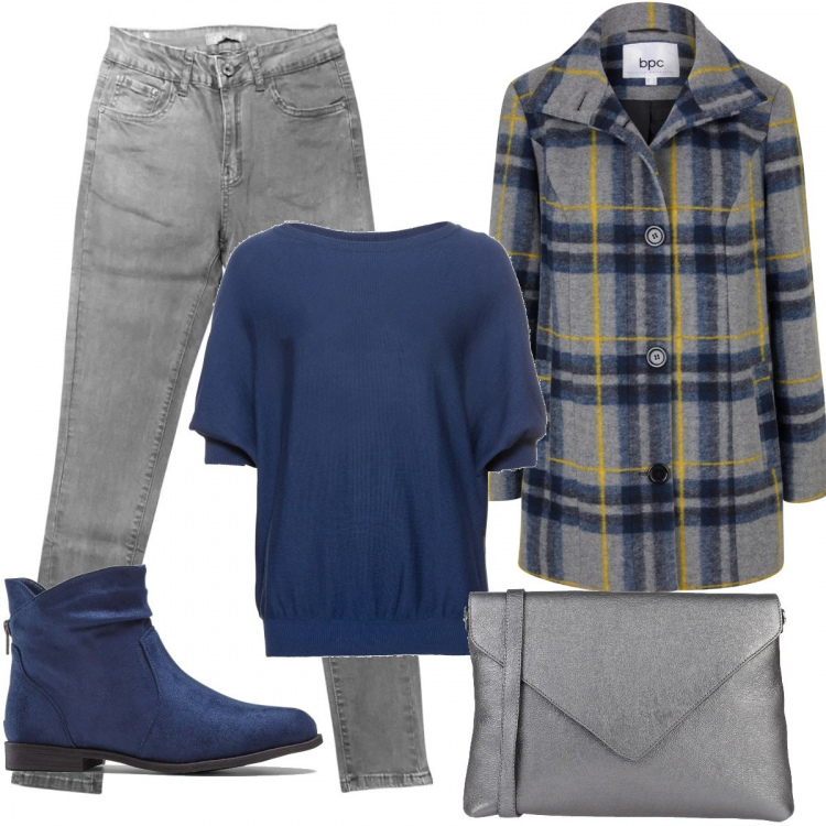 Outfit donna - Curvy trendy e low cost. Stile Trendy per Tutti i giorni. Abbinamento con maglieria, stivaletti, cappotti, borse a tracolla, jeans.
