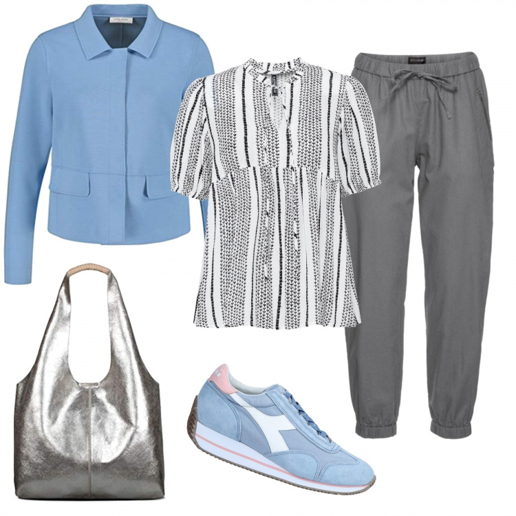 Outfit donna - Semplicemente Curvy. Stile Urban per Tutti i giorni. Abbinamento con pantaloni, bluse, sneakers, blazer, borse a mano.