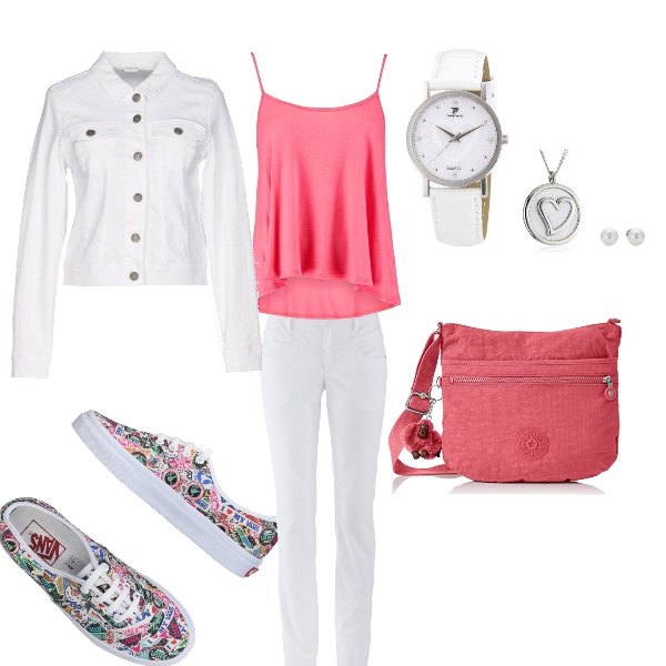 Outfit donna - Basic #6188. Stile Basic per Tutti i giorni. Abbinamento con pantaloni, giubbotto collo classico a maniche lunghe interno sfoderato tinta unita, orologio.