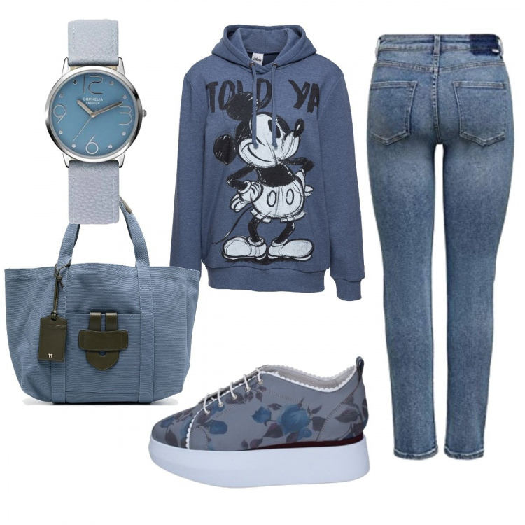 Outfit donna - Basic #5832. Stile Basic per Scuola/Università. Abbinamento con gonne lunghe, sneakers, borse tote, pantaloni, orologi analogici.