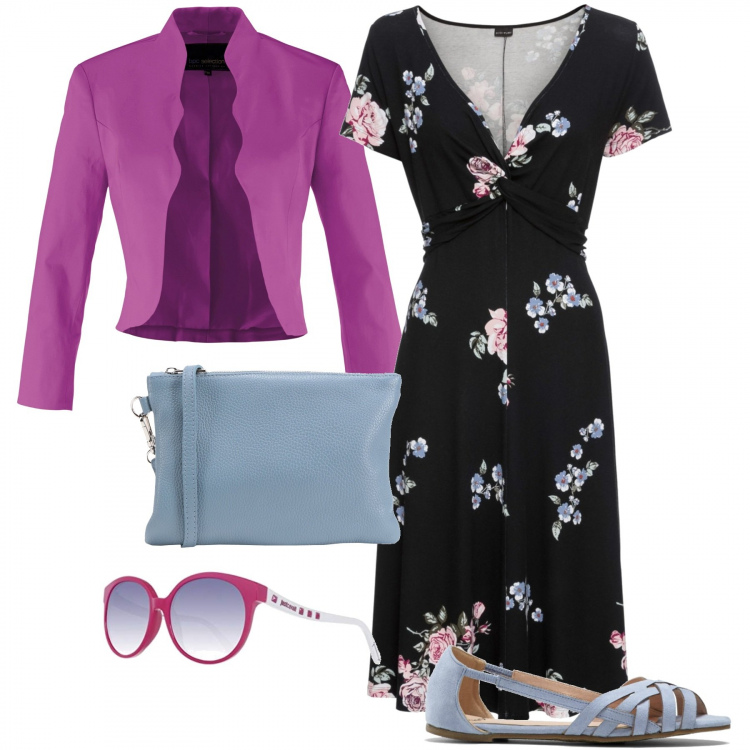 Outfit donna - Una curvy a cui ispirarsi. Stile Trendy per Tutti i giorni. Abbinamento con vestiti lunghi, bolero, ballerine, borse a mano, occhiali da sole.