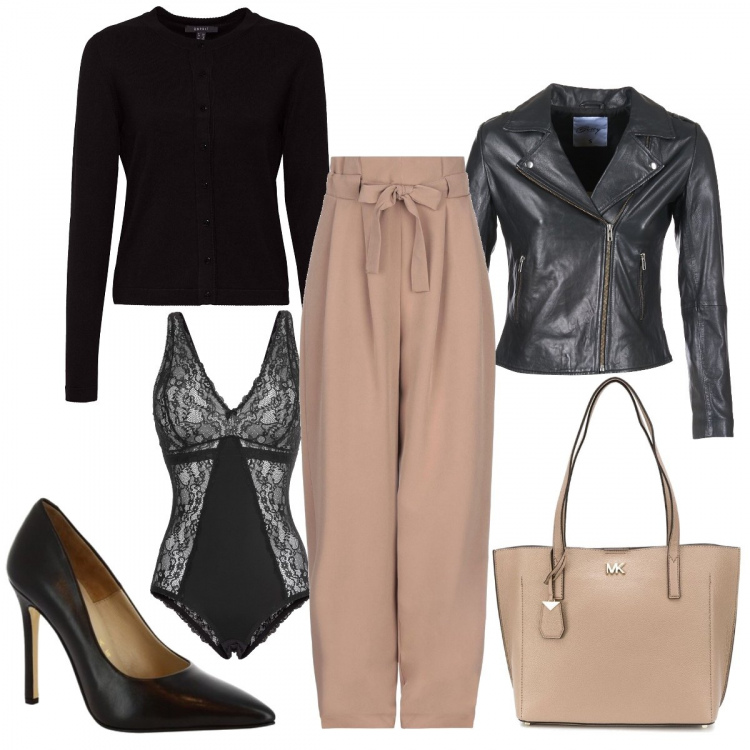 Outfit donna - Sexy #1326. Stile Sexy per Ufficio. Abbinamento con body, pantaloni, blazer, décolleté, borse tote, cardigans.