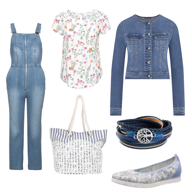 Outfit donna - Primavera Boho. Stile Trendy per Tutti i giorni. Abbinamento con bluse, bikini, braccialetti, borse a mano, ballerine, giacche.