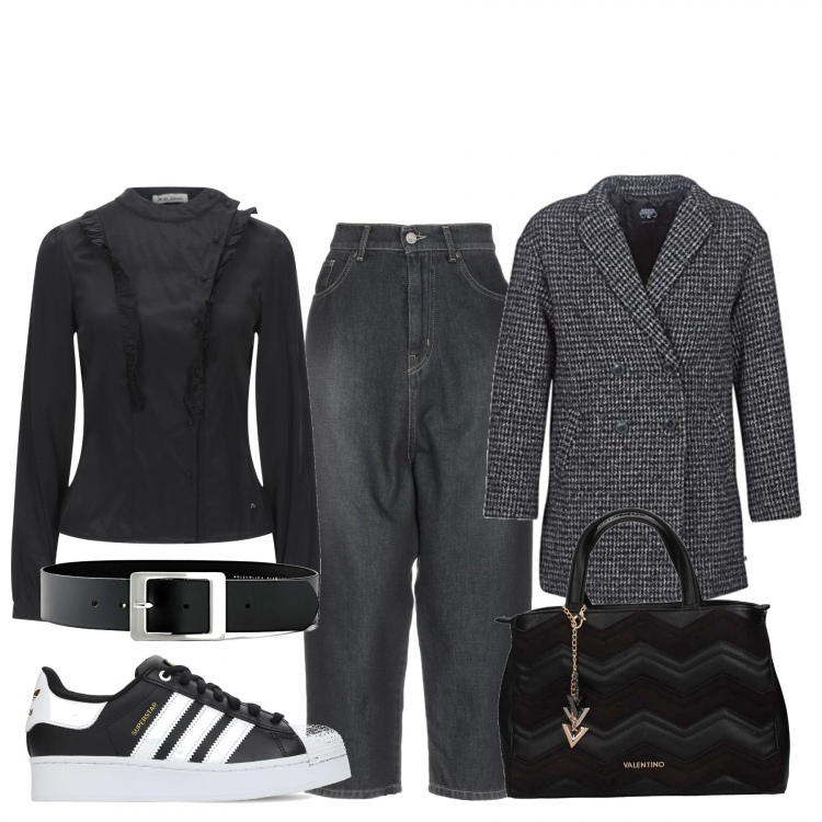 Outfit donna - Basic #6654. Stile Basic per Tutti i giorni. Abbinamento con cinture, jeans, camicie, borse a mano, sneakers, cardigans.