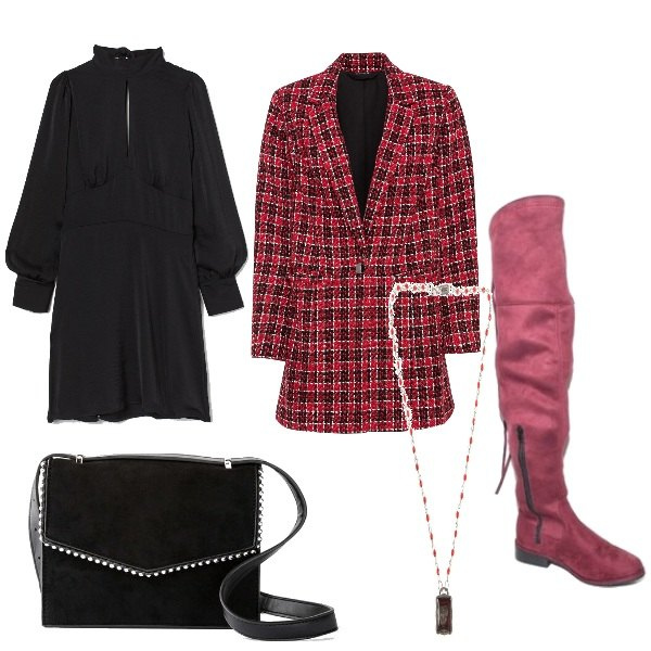 Outfit donna - Basic #6710. Stile Basic per Tutti i giorni. Abbinamento con cappotti, borse a tracolla, stivali, collane, vestiti lunghi.