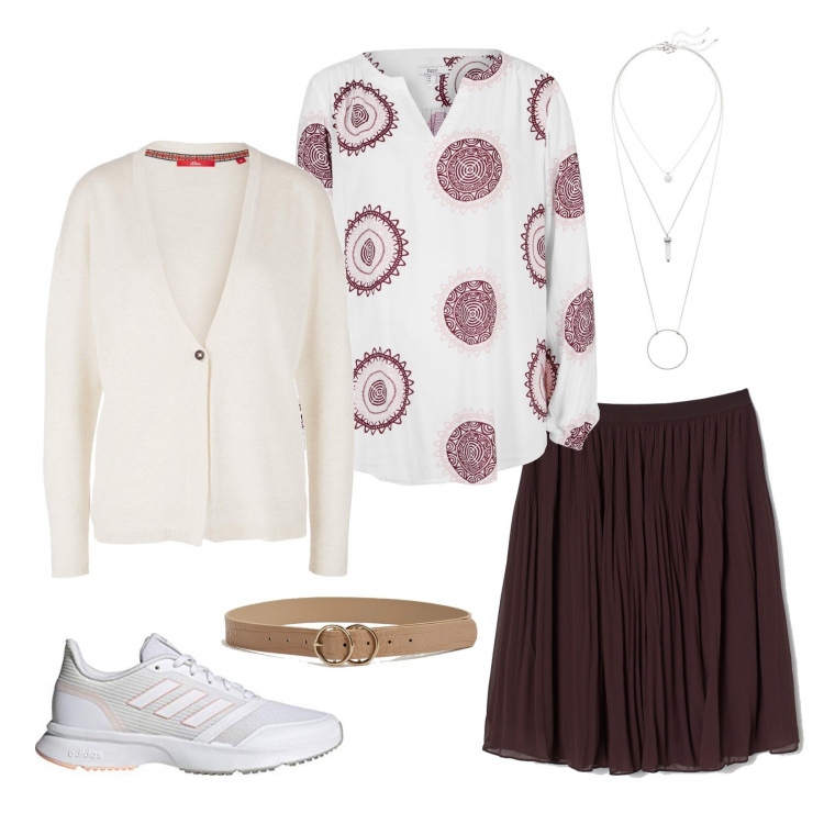 Outfit donna - La tunica trendy. Stile Trendy per Tutti i giorni. Abbinamento con tuniche, ciondoli, cinture, gonne longuette, cardigans, sneakers.