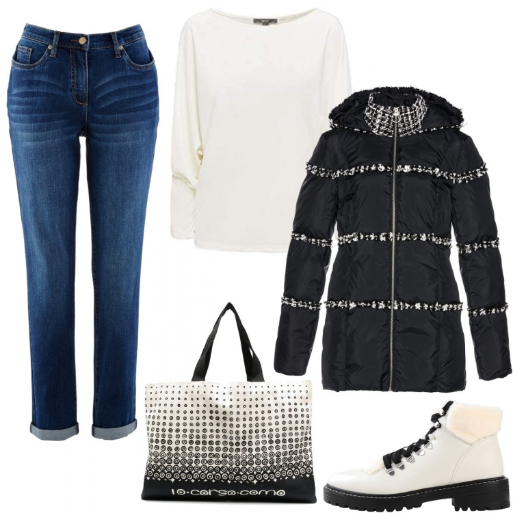 Outfit donna - Il mio basic low cost. Stile Basic per Tutti i giorni. Abbinamento con jeans boyfriend, cappotti, stivaletti, borse tote, pullovers.