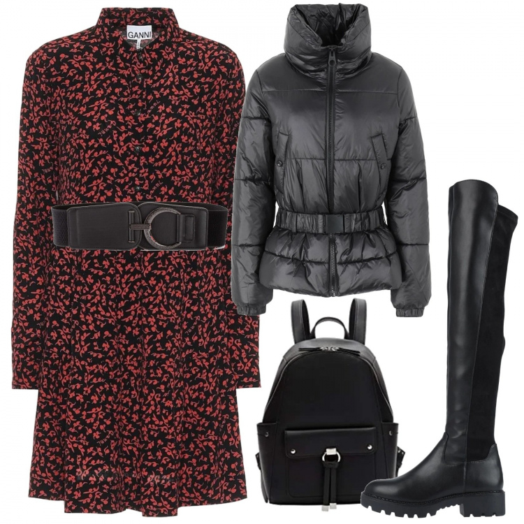Outfit donna - Tutti i giorni femminile. Stile Trendy per Tutti i giorni. Abbinamento con cinture, stivali, piumini, vestiti chemisier, zaini.