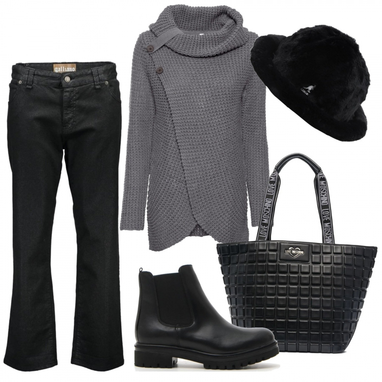 Outfit donna - Un attimo e scendo. Stile Basic per Tutti i giorni. Abbinamento con maglieria, pantaloni, borse tote, stivaletti, cappelli.