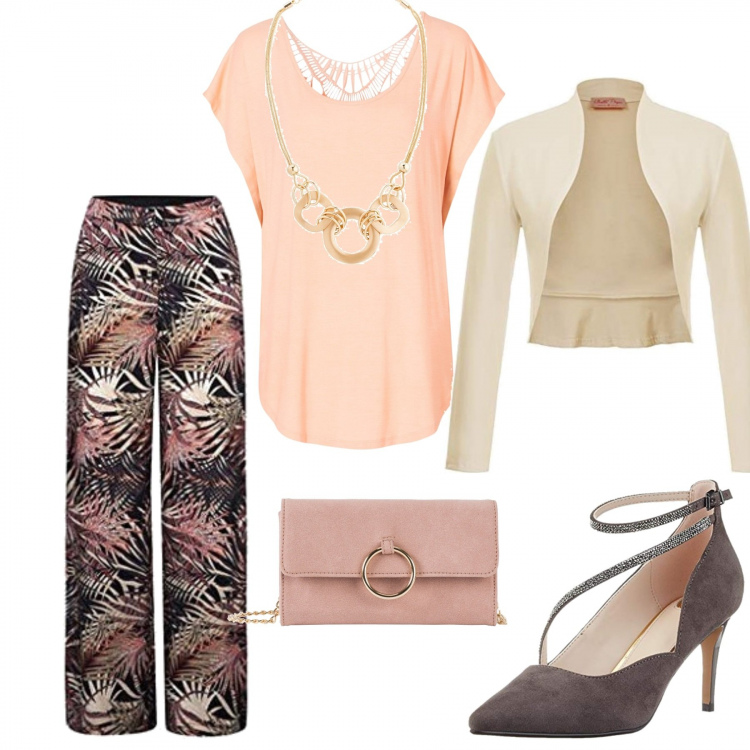 Outfit donna - Eleganza low cost. Stile Chic per Cerimonia. Abbinamento con cappotti, maglieria, collane, pantaloni, décolleté, bolero.