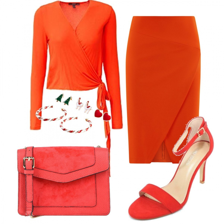 Outfit donna - Color corallo. Stile Chic per Tutti i giorni. Abbinamento con borse a tracolla, costumi interi, sandali col tacco, gonne longuette, blazer.