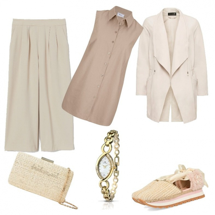 Outfit donna - Curvy in snaekers. Stile Basic per Tutti i giorni. Abbinamento con blazer, camicie, borse a mano, pantaloni, sneakers, orologi.