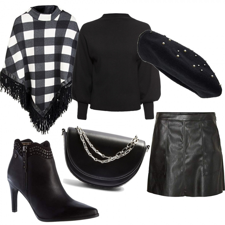 Outfit donna - Rock #1200. Stile Rock per Serata fuori. Abbinamento con maglieria, borse a mano, minigonne, stivaletti, cappotti, berretti.