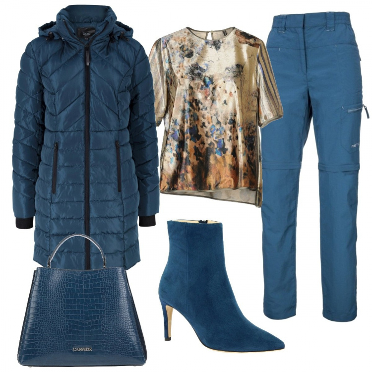 Outfit donna - Basic #7963. Stile Basic per Ufficio. Abbinamento con cappotti, bluse, borse a mano, stivaletti, pantaloni.