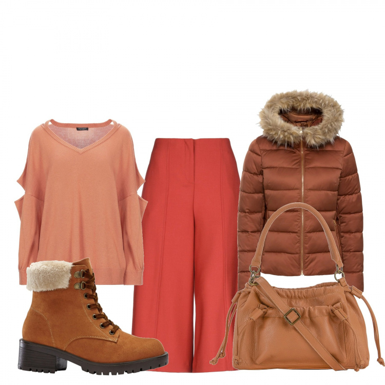 Outfit donna - Basic #8077. Stile Basic per Tutti i giorni. Abbinamento con giacche, stivaletti, pantaloni capri, pullovers, borse a mano.