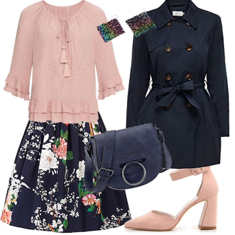 Outfit donna - Anteprima primavera parte 2. Stile Bon Ton per Serata fuori. Abbinamento con tuniche, orecchini, trench, minigonne, décolleté, borse a tracolla.