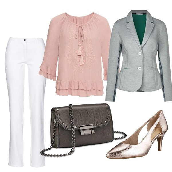 Outfit femme - Février 2021 Cérémonie. Style Chic pour Cérémonie. Assortir avec pantalon , tuniques, blazers, sacs à main, chaussures à talon.