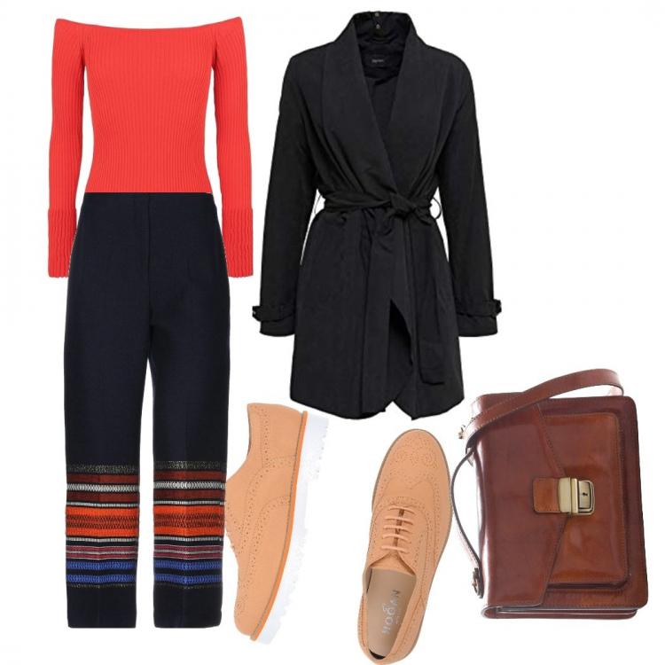 Outfit donna - Basic, pranzo della domenica. Stile Basic per Tutti i giorni. Abbinamento con scarpe stringate, pantaloni, pullovers, borse a mano, cappotti.