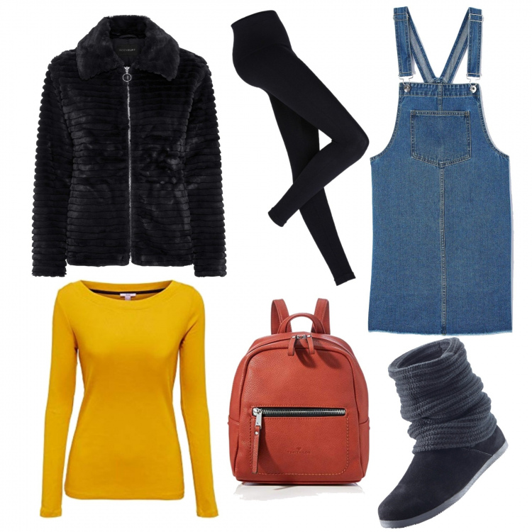 Outfit donna - Basic #9016. Stile Basic per Scuola/Università. Abbinamento con leggings, stivali, ecopellicce, vestiti, t-shirt, zaini.