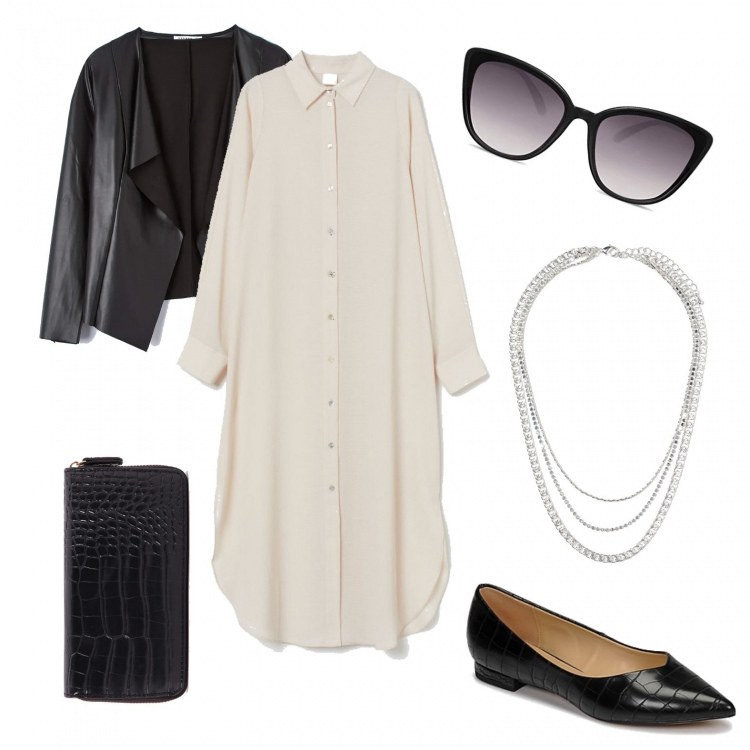 Outfit donna - Chemisier Chic. Stile Chic per Tutti i giorni. Abbinamento con ballerine, vestiti, giacche, occhiali da sole, collane, portafogli.