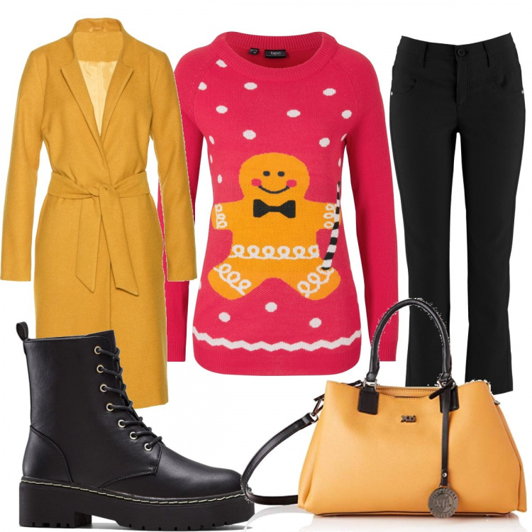 Outfit donna - The candy man. Stile Basic per Tutti i giorni. Abbinamento con stivaletti, pantaloni, cappotti, maglioni, borse a spalla.