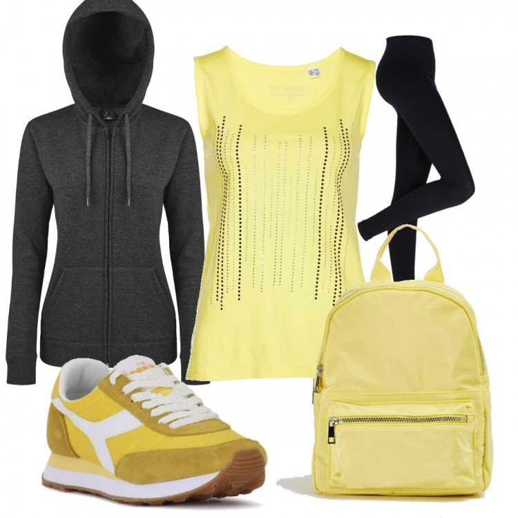 Outfit donna - Aspettando l’apertura delle palestre. Stile Urban per Sport. Abbinamento con leggings, top, zaini, scarpe sportive, giacche sportive.