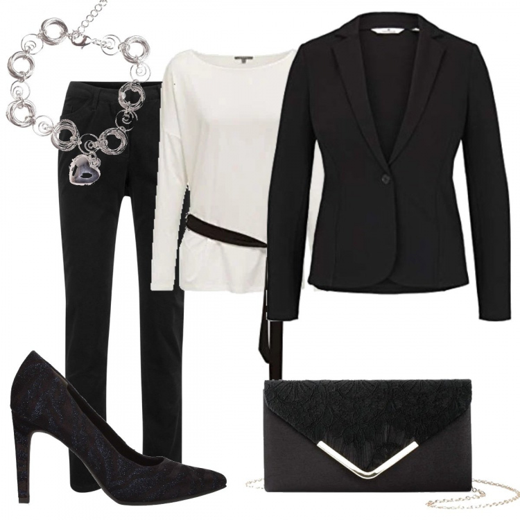 Outfit donna - Basic #10069. Stile Basic per Ufficio. Abbinamento con pantaloni, jeans, braccialetti, décolleté, pullovers, blazer.