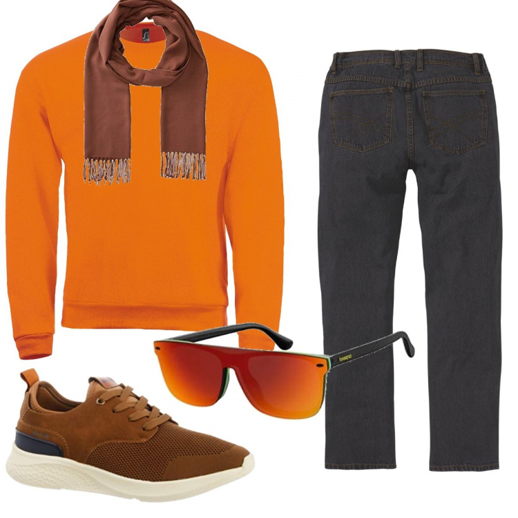 Outfit uomo - Ultimi sconti. Stile Casual per Tutti i giorni. Abbinamento con jeans dritti, felpe, sciarpe, sneakers, occhiali da sole.