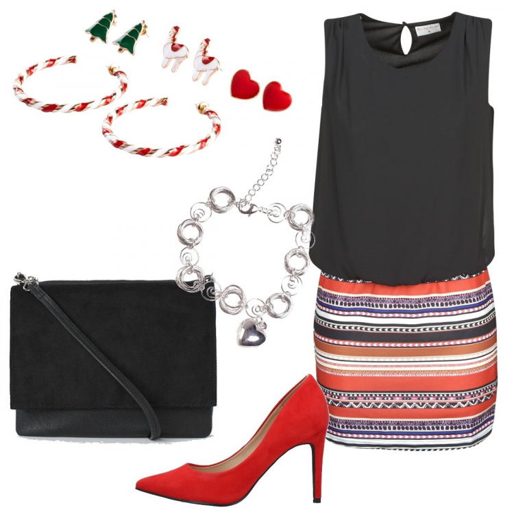 Outfit donna - Sexy #1847. Stile Sexy per Serata fuori. Abbinamento con décolleté, costumi interi, vestiti corti, braccialetti, borse a mano.