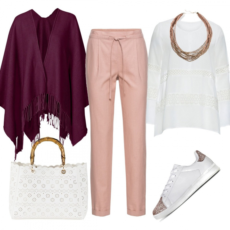 Outfit donna - Bonprix total look. Stile Basic per Tutti i giorni. Abbinamento con pantaloni, gonne, bluse, cappotti, collane, borse a mano.