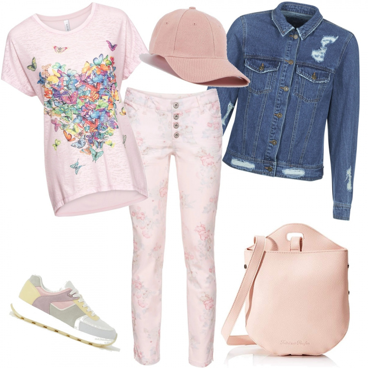 Outfit donna - La giacca di jeans. Stile Urban per Tutti i giorni. Abbinamento con maglieria, pantaloni, cappelli con visiera, blazer, sneakers, borse a tracolla.
