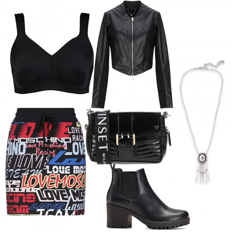Outfit donna - Spirito Rock. Stile Rock per Tutti i giorni. Abbinamento con stivaletti chelsea, minigonne, borse a tracolla, cappotti, collane, reggiseni.
