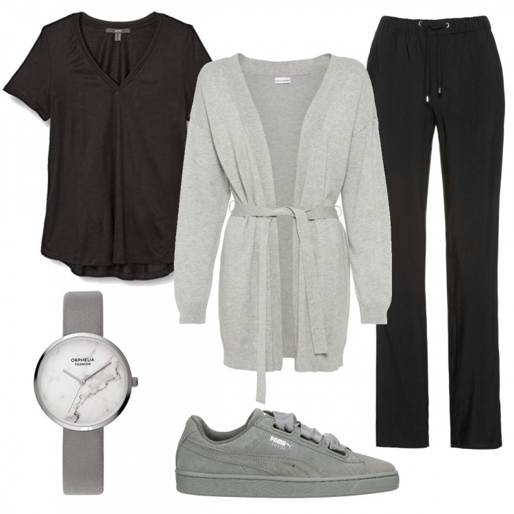 Outfit donna - Basic #11104. Stile Basic per Tutti i giorni. Abbinamento con sneakers, pantaloni, cardigans, orologi, t-shirt.