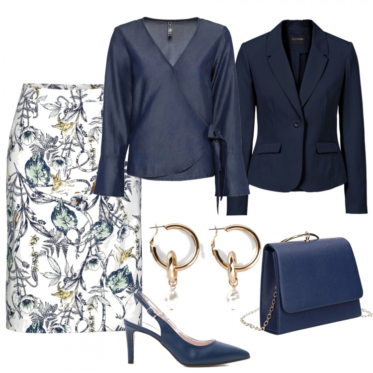 Outfit donna - Anniversario di matrimonio - Curvy. Stile Bon Ton per Cerimonia. Abbinamento con blazer, tuniche, gonne longuette, orecchini, pochette, décolleté.