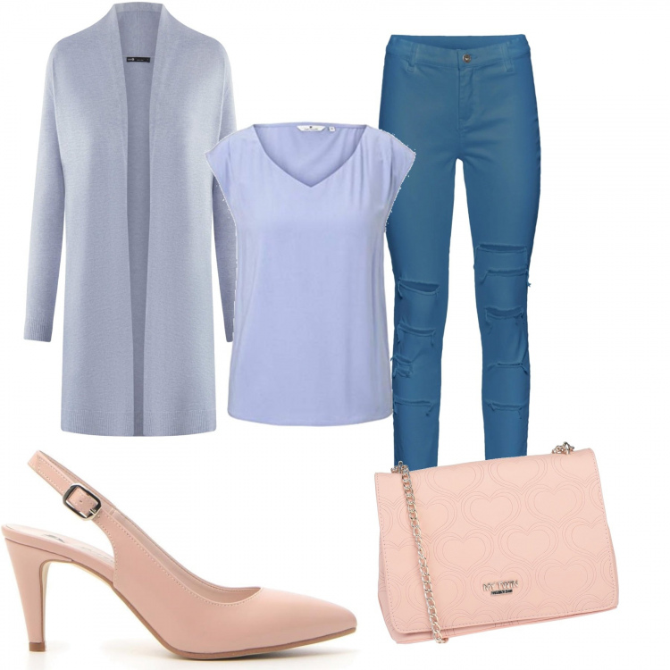 Outfit donna - Basic #12140. Stile Basic per Tutti i giorni. Abbinamento con borse a tracolla, pantaloni, cardigans, décolleté, camicie.