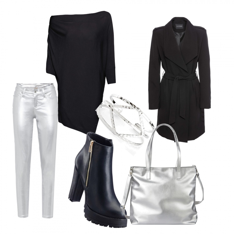 Outfit donna - Rock #1745. Stile Rock per Tutti i giorni. Abbinamento con shopping bag, maglioni, trench, pantaloni skinny, top, stivaletti.