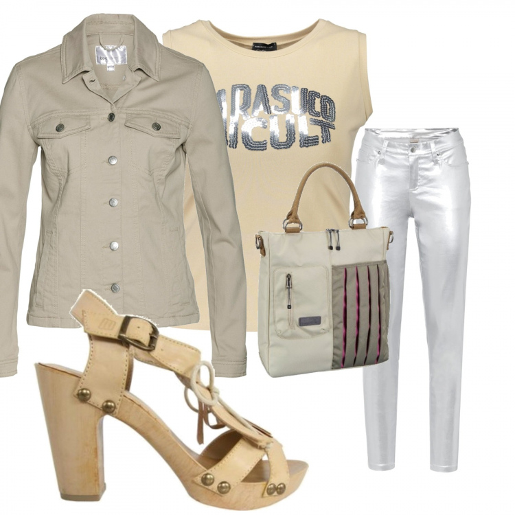 Outfit donna - Estrema. Stile Sexy per Tutti i giorni. Abbinamento con blazer, pantaloni skinny, sandali, borse a mano, canottiere.