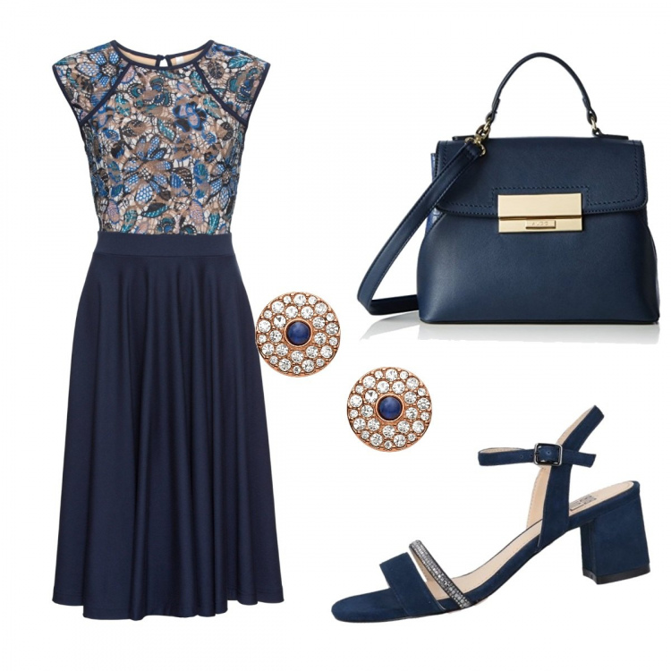 Outfit donna - Bon ton cerimonia. Stile Bon Ton per Cerimonia. Abbinamento con vestiti midi/longuette, sandali col tacco, orecchini, borse a mano.
