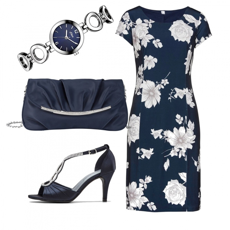 Outfit donna - Bon Ton #6535. Stile Bon Ton per Serata fuori. Abbinamento con pochette, vestiti, sandali gioiello, orologi.