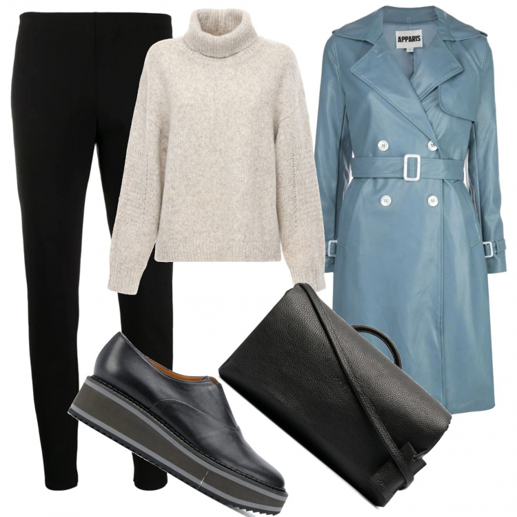 Outfit femme - Urban #7190. Style Urban pour Tous les jours. Assortir avec pantalon skinny, mocassins, pulls, imperméable, sac cabas.