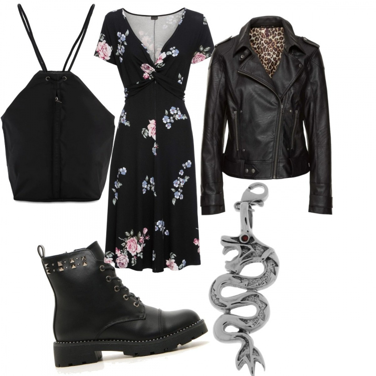 Outfit donna - La mia banda suona il rock. Stile Rock per Tutti i giorni. Abbinamento con vestiti lunghi, cappotti, anfibi, ciondoli, zaini.